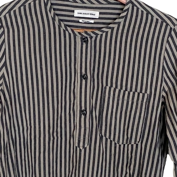 Isabel Marant Etoile Striped 1/4 Button Cotton Shirt, Size 38/US 6 - Picture 5 of 10